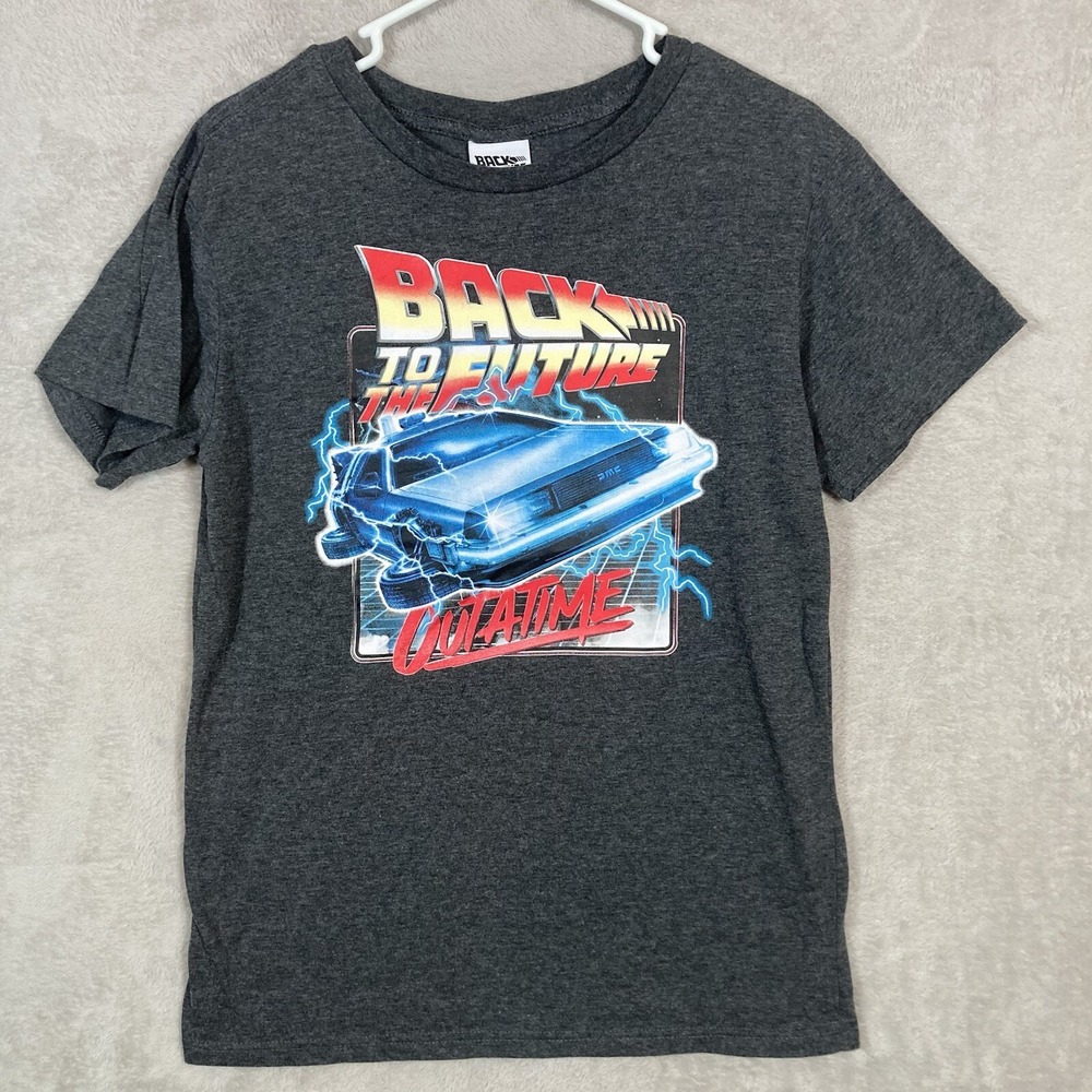 Back to the Future Graphic T-Shirt Mens Large Charcoal Grey‎ DeLorean Movie Tee